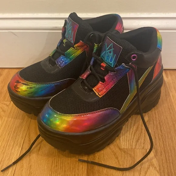 Y.R.U. Matrixx Platform Sneakers - black and holographic rainbow - Picture 2 of 6